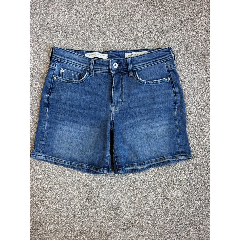 Pilcro and the Letterpress Anthropologie Slim Boyfriend Denim Shorts Blue 27